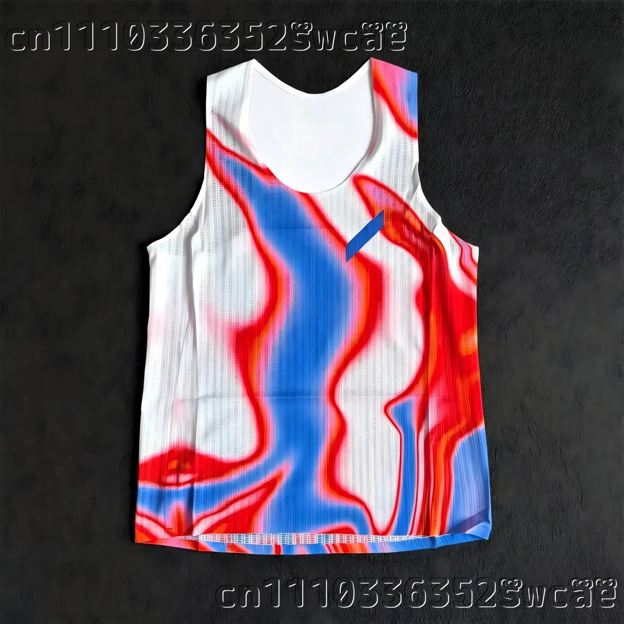 Wellenmuster-Lauf-Tanktop, atmungsaktives Mesh-Sportshirt, ärmelloses Shirt für Fitness, Marathon-Training, Familien-Set – Detail 17