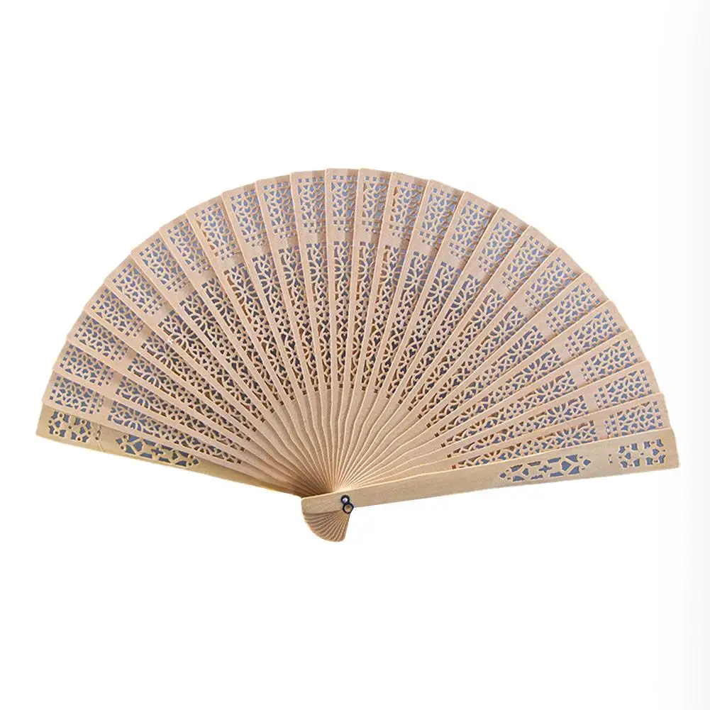 Personalized Carved Chinese Style Wooden Folding Fan Wedding Fan Hand Decoration Party Home Supplies Sandalwood O6S2