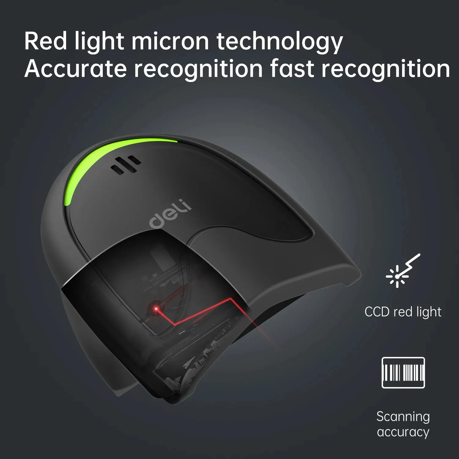 Deli-Handheld Barcode Scanner, Wired 1D USB Bar Code Reader, Código Data Matrix, loja, Supermercado, ES211