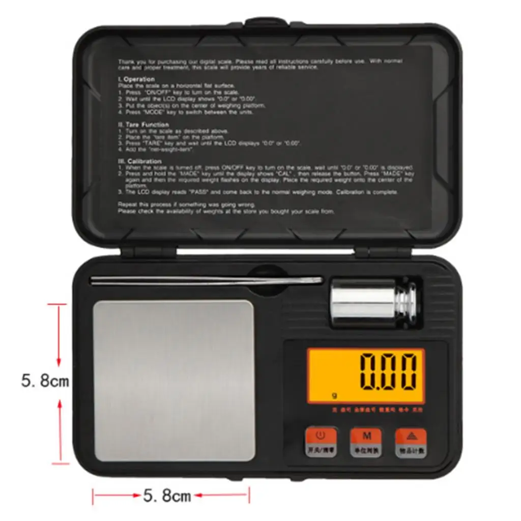 مقياس الجيب الرقمي الإلكتروني LCD للمجوهرات والمطبخ وزن الطعام 0.01 جرام-200 جرام