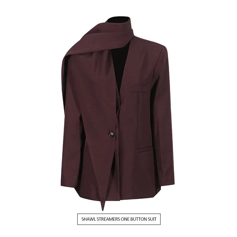 

Superior sense blazer women's 2025 summer new fashion loose casual streamer design one buckle suit tide