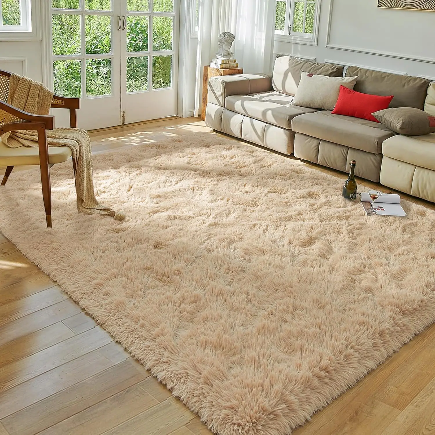 Rug for Bedroom 4x5.3 Feet Area Rug for Living Room Super Soft Shaggy Rugs for Kids Room Fluffy Fuzzy Carpets Long Plush Bedside