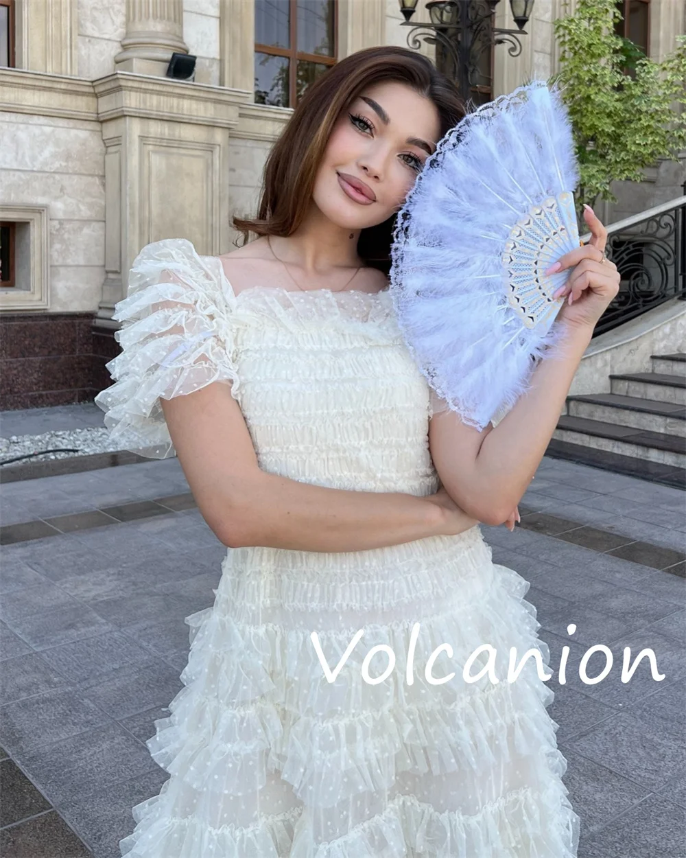 تخصيص عالية الجودة الأورجانزا الطية ألف خط Poretrait فساتين متوسطة الطول مناسبة مخصصة الطراز الحديث رائعة