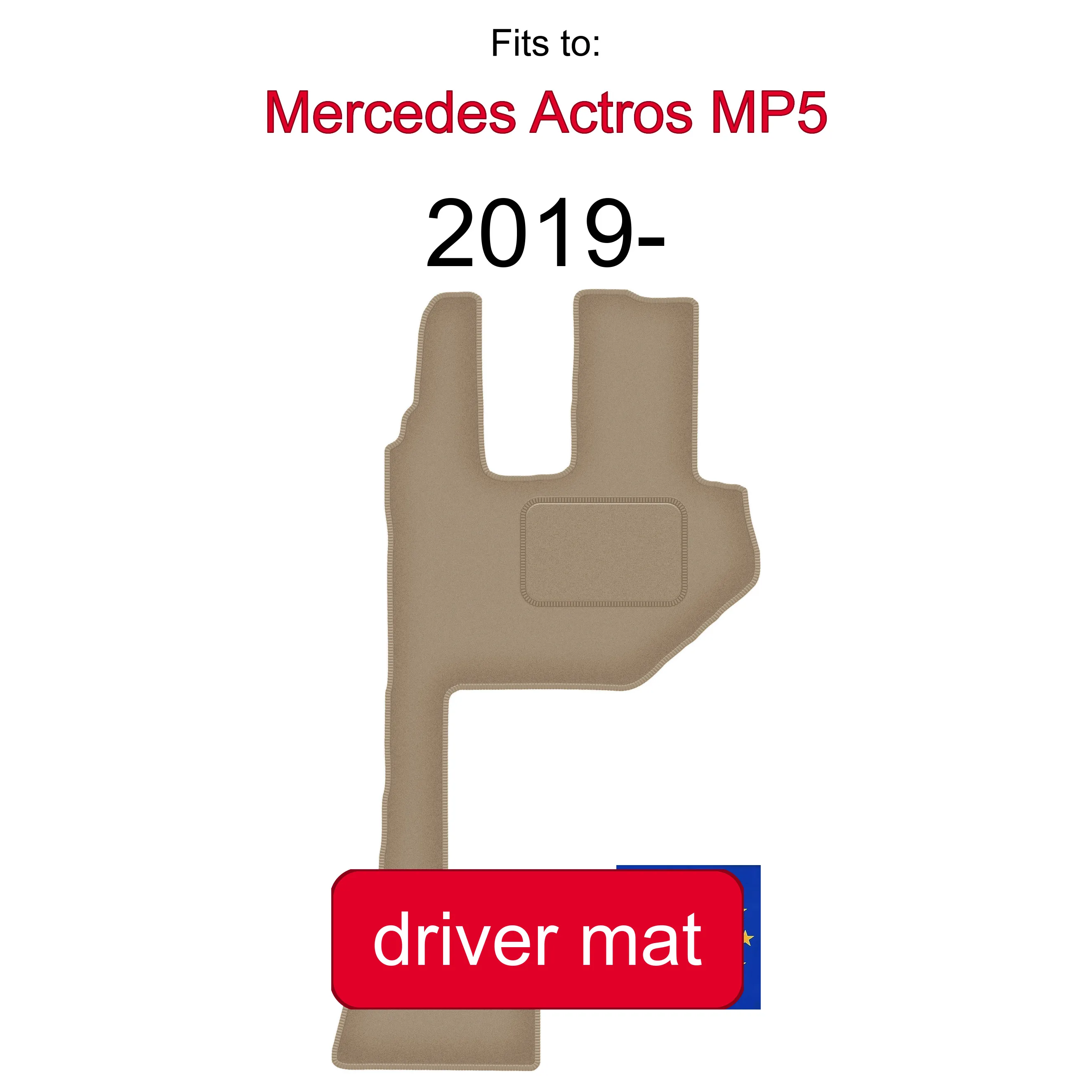 Bestuurdersvelourmat voor Mercedes Actros MP5 vrachtwagen (2019-) -beige, passend (1 stuk)