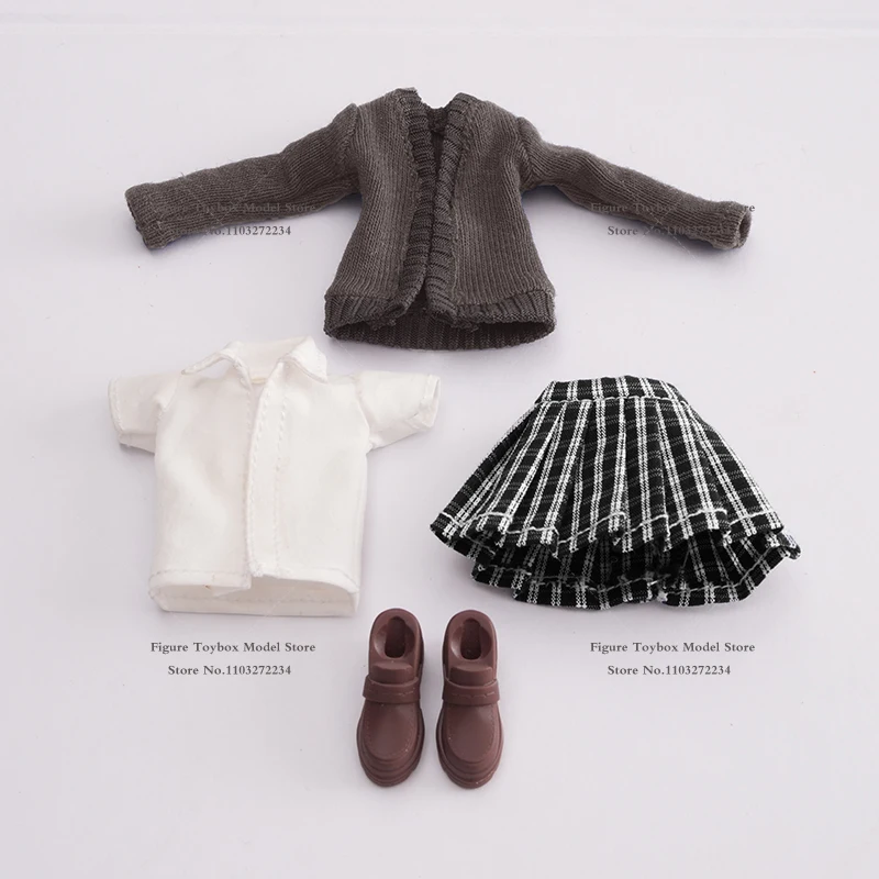 

1/12 мобильный костюм, вязаный свитер для девочек, белая футболка, юбка JK, комплект одежды, аксессуары, игрушки в кампусном стиле для 6-дюймового тела солдата