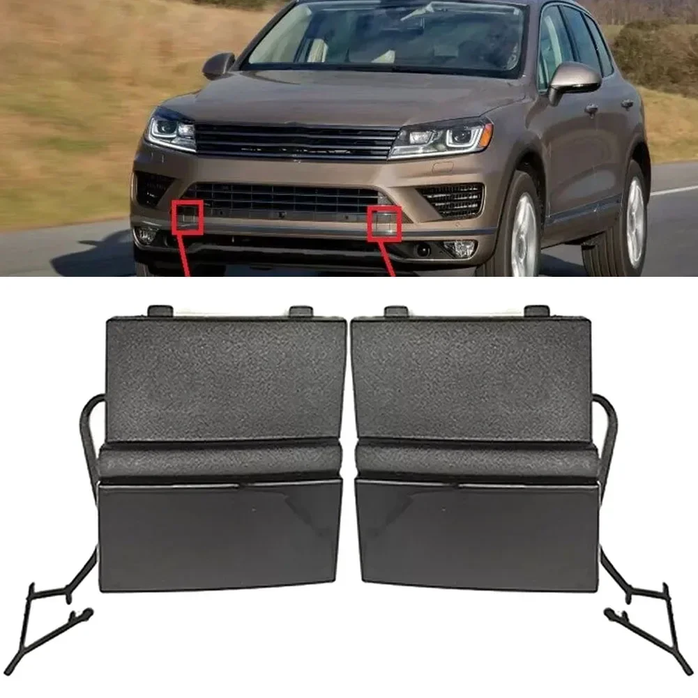 1 Pair Front Bumper Tow Hook Eye Cover Cap Unpainted 7P6807185A/7P6807186A For Volkswagen 2014-2018