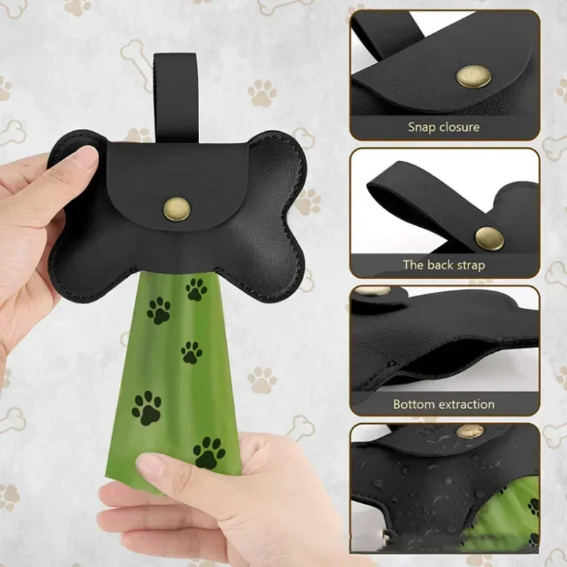 Dispenser per sacchetti di raccolta di cacca di cane con Clip per guinzaglio Dispenser per sacchetti di rifiuti per animali domestici per sacchetti