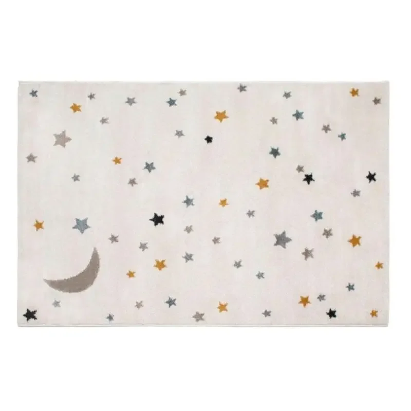Moon Hairy Nursery Play Mats For Children,Rectangle Plush Kids Bedroom Rug,Stars Fluffy Carpet For Living Room,Soft Kids Rugs