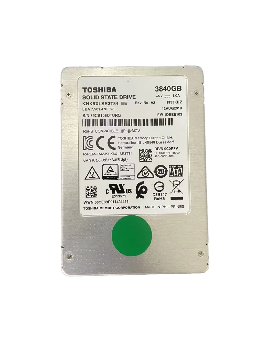 Elhasznált SSD 1.92T HK4R MLC particles 1.92T SATA Egészéges 95+ SSD Enterprise fokozatú