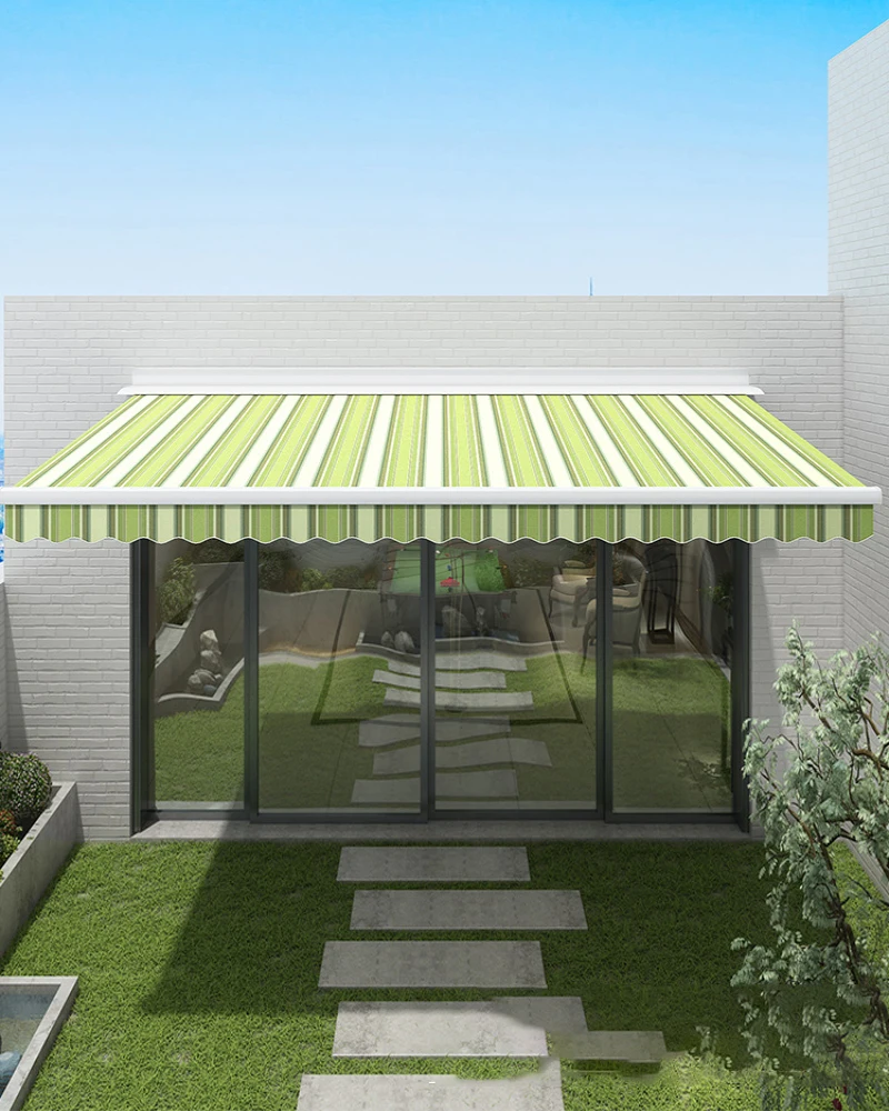 Outdoor sunshade Retractable folding telescopic awning Courtyard balcony Electric household hand operated yard awning