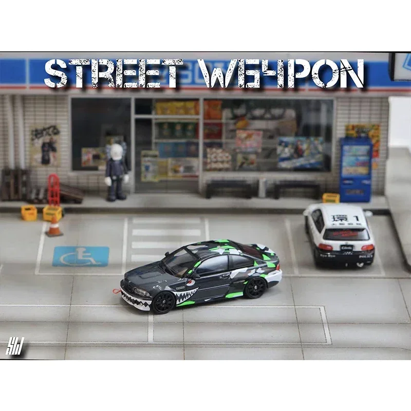 Straßen waffe 1:64 e46 m3 Hai Diecast Diorama Auto Modell Sammlung Miniatur Carros Spielzeug Sw Auto Spielzeug