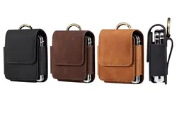 Flip Fold Phone Pouch For Samsung Galaxy Z Flip 6 5 4 3 2 5G Motorola Razr 50 Huawei P50 Pocket Waist Belt Clip Holster Bag