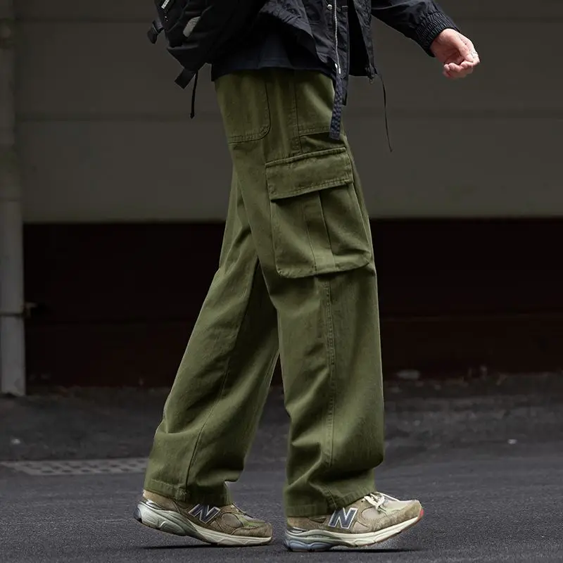 الركض البضائع القطن الشارع أزياء محايدة فضفاضة خارج السراويل الجري الصلبة مع السراويل واسعة الساقين الملابس الخريف والشتاء #3