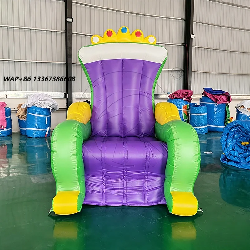 Carnival Color Inflatable King Seat Giant Purple Green Party Seat Suitable for Carnival Photo Booth Commercial Rental