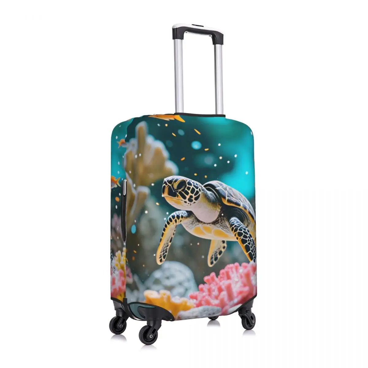 Colorful Coral Reef Sea Turtle Tropical Fish Print Suitcase Cover Washable Travel Luggage Covers for 18-32 inch