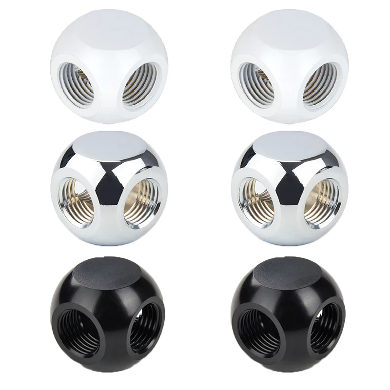 

3 Way Copper Water Cooling Connector G1/4 Fitting for PETG Hard Tube DIY PC Liquid Cooling System White Black Silver