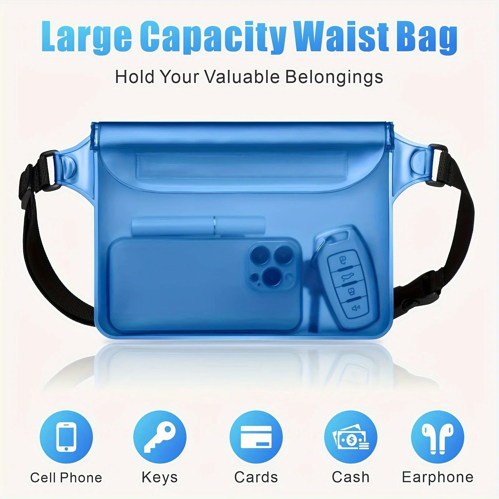 Large Capacity Phone Bag, Three-layer Sealed Touch Screen Phone Waist Bag, Adjustable Beach Bag, Phone Storage Bag