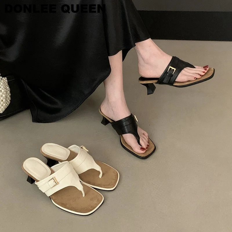 

Women Clip Toe Flip Flops Slippers Sandals Thick Heels Summer Ladies Slides Fashion Pumps For Party Dress Shoes Vacation Sandals