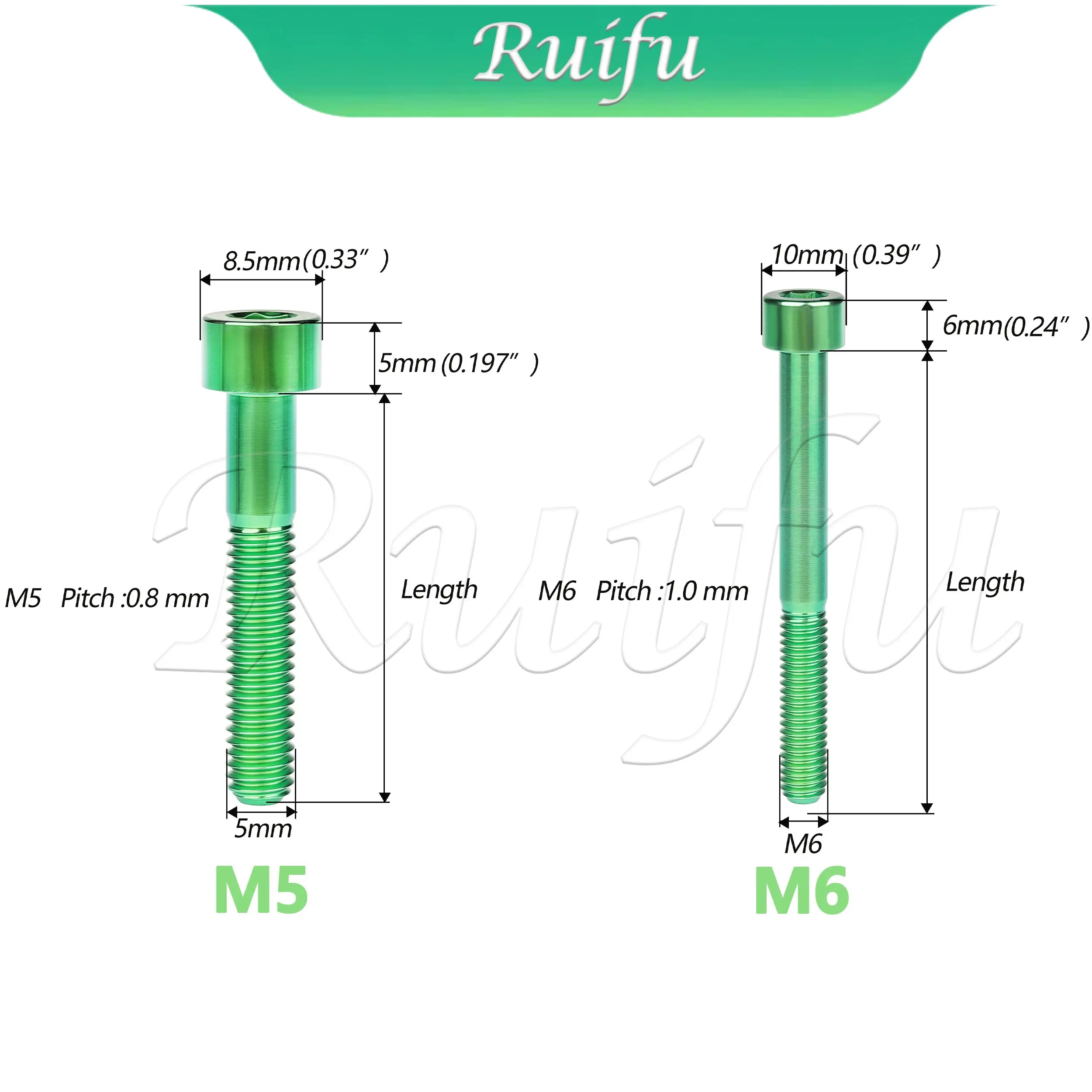 Ruifu Titanium Bolt M5/M6x10/12/15/16/18/20/23/25/30-65mm  Allen Key Screw for MTB / Road Bicycle Seatpost Brake
