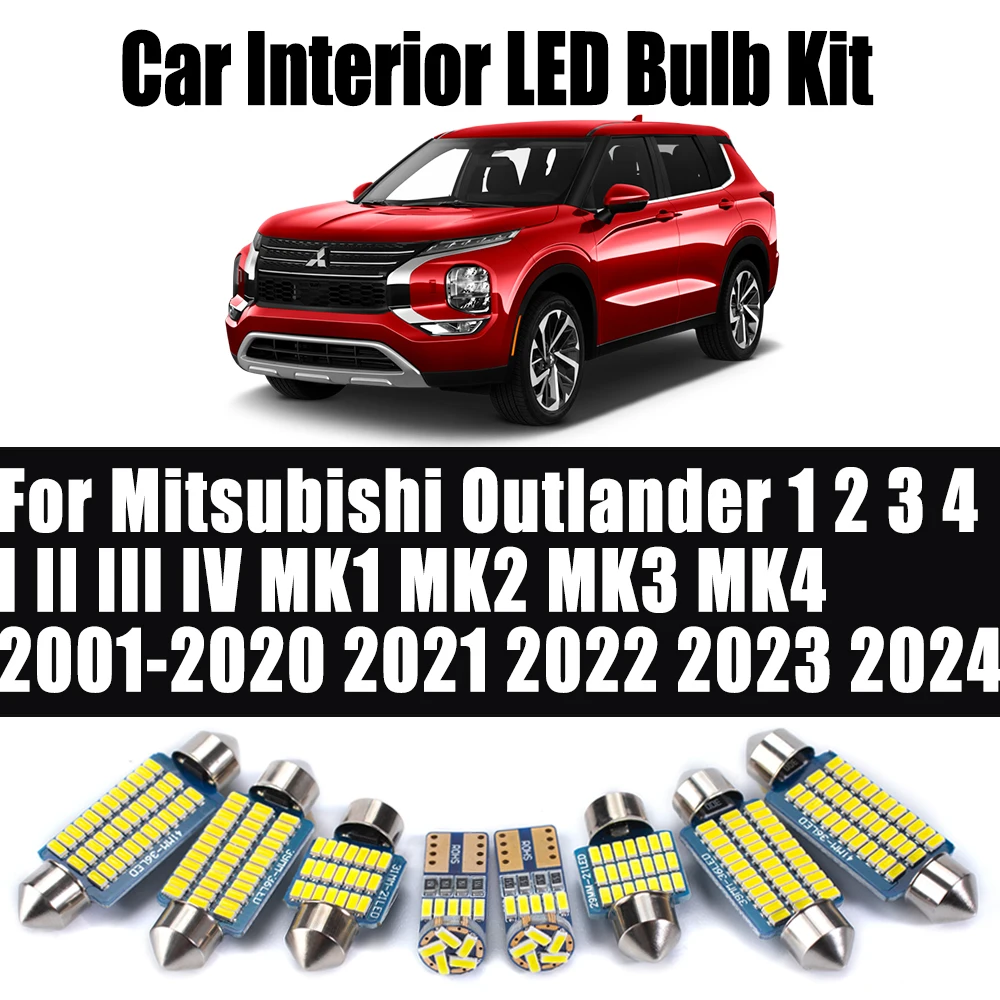 For Mitsubishi Outlander 1 2 3 4 I II III IV MK1 MK2 MK3 MK4 2001-2021 2022 2023 2024 LED Interior Light Bulbs Kit Accessories