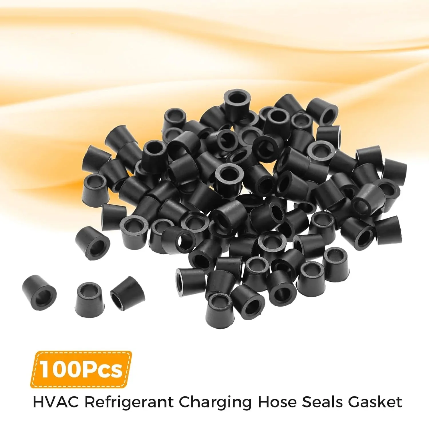 100Pcs HVAC 1/4 Quick Coupler Charging Seals Gaskets for A/C Refrigeration Charging Hose Rubber O-Ring Repair Kit R410A Adapter