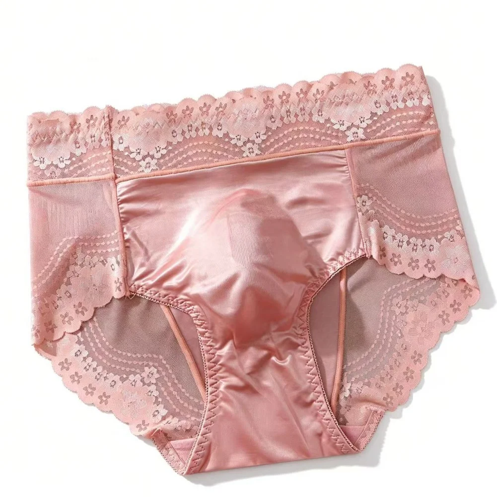 1pc Men Lace Thin Seamless Ice Silk Briefs 3D Bulge Pouch Low Waist Pantie Breathable High Elastic Soft Underwear