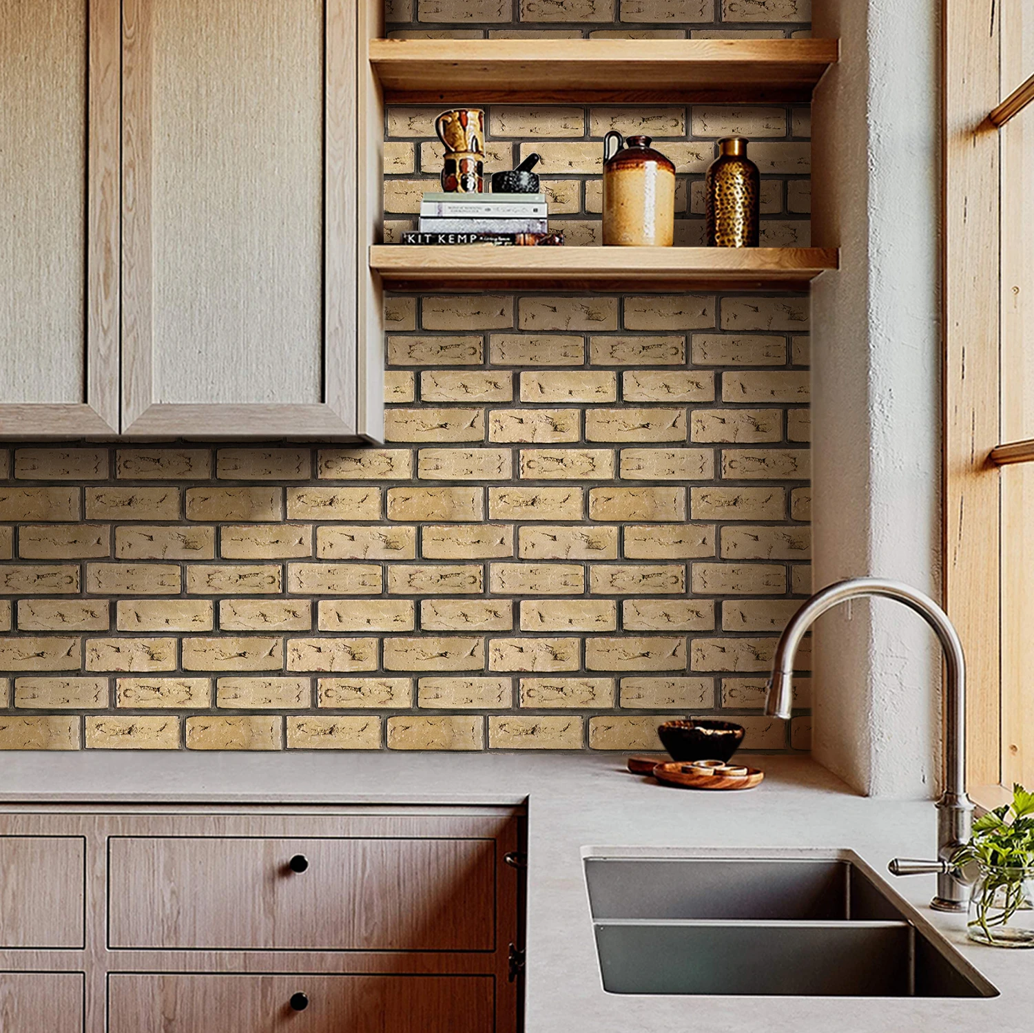 5/10/20-Pcs Vintage Faux Brick Wall Stickers - Self-Adhesive (11.8