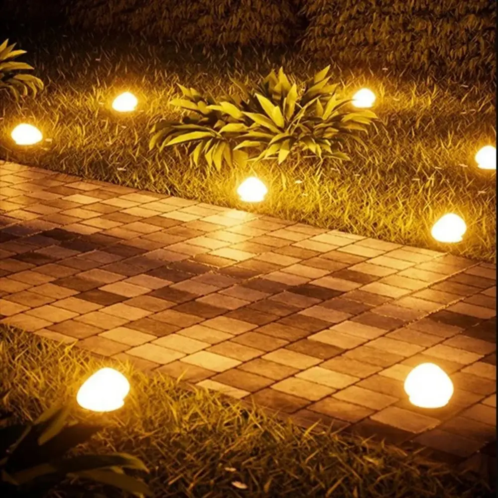 Cobblestone Shaped Solar Stone Lamp Auto on/Off Energy Saving Outdoor Pebble Lamp Frosted Wireless Solar Landscape Light Patio