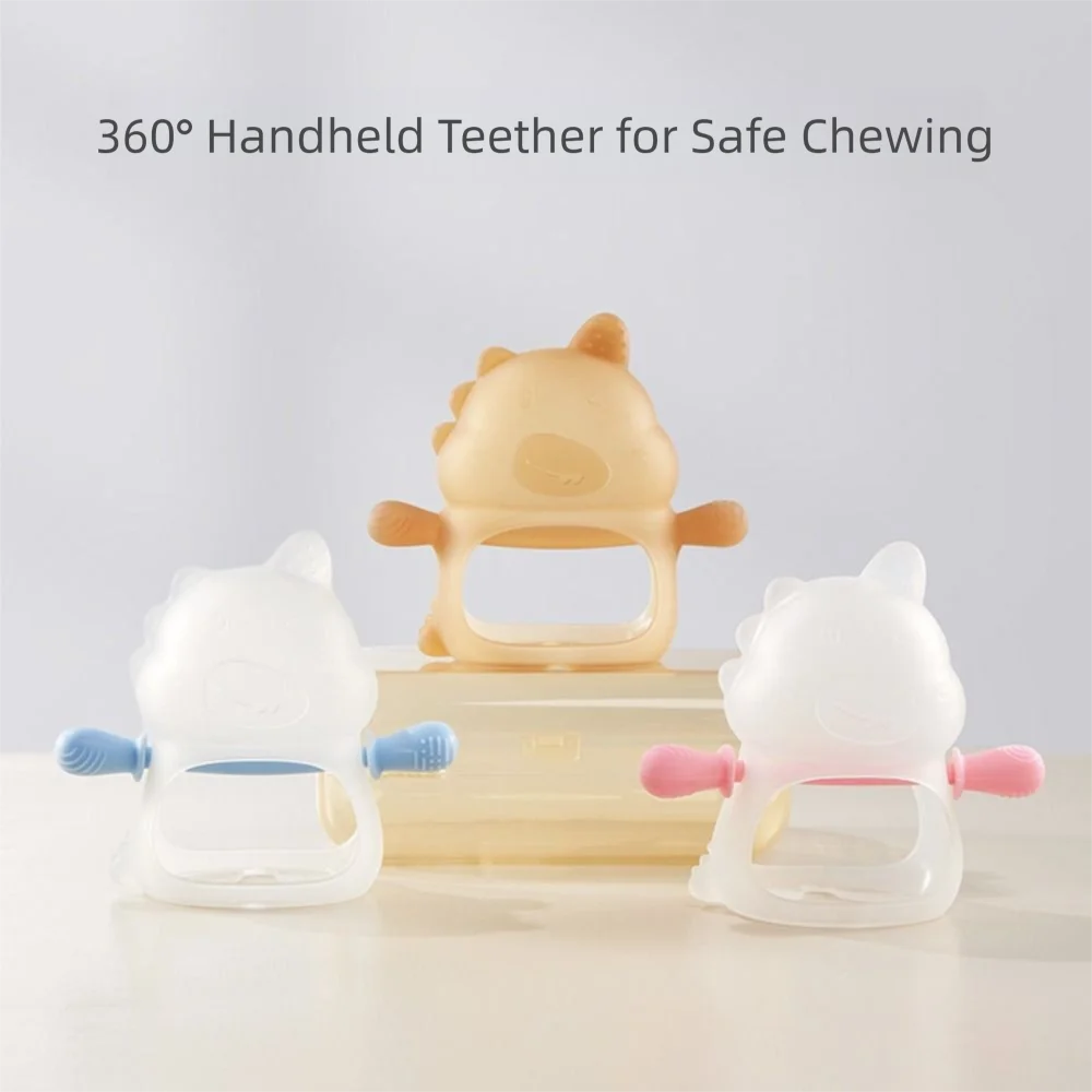 

Cute Silicone Teether Gloves Washable Dinosaur Hand Teether Portable Anti-Eating Kids Teething Toys Infant