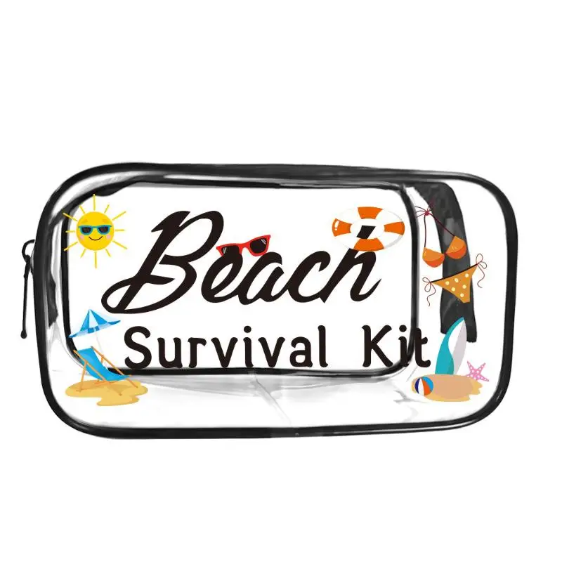 Large Clear Visible Cosmetic Pouch Portable Transparent Makeup Bag Beach Travel Storage Organizer