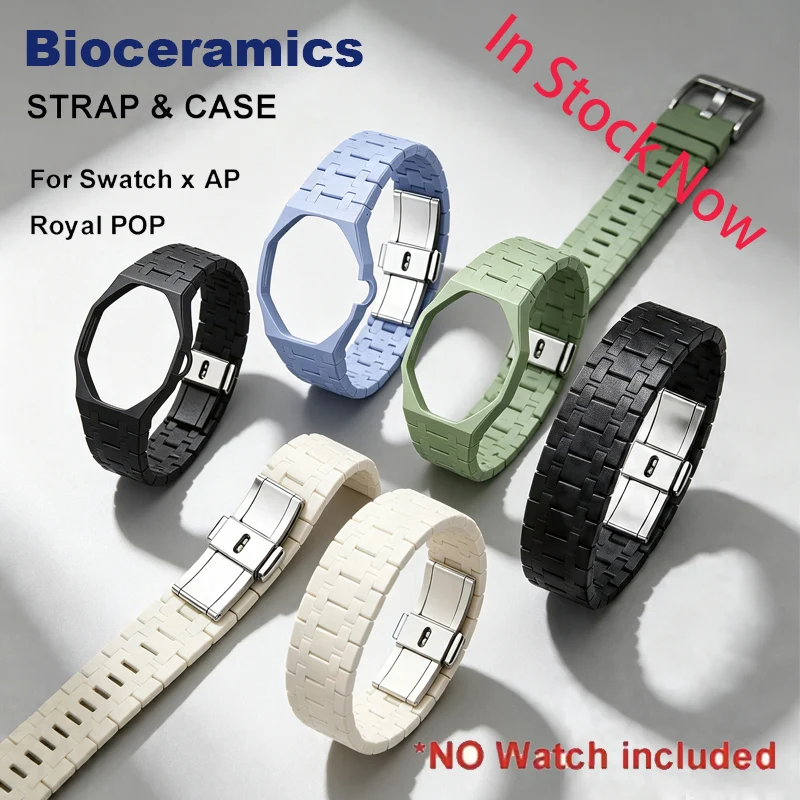 2026 New Bioceramic Ceramic Watch Band Case Mod Kit Replacement Strap Accessories for Swatch X AP Royal POP Wrist Mod Parts