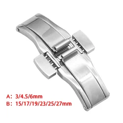 Universal aço inoxidável borboleta fivela, fecho de metal, duplo botão para Tissot 1853, T035617, T035439, Assista acessórios