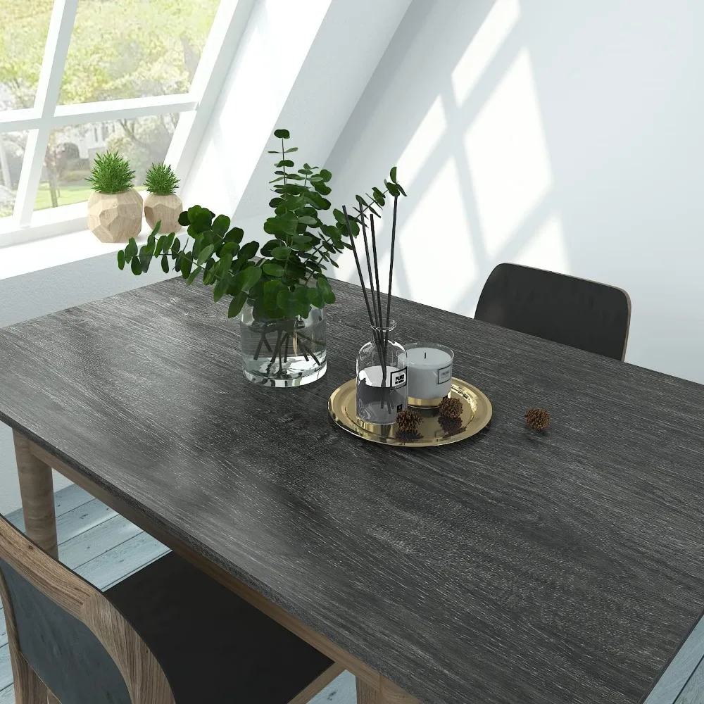 ورق جدران قابل للتقشير واللصق من الخشب الرمادي المزخرف المقاوم للماء للمطبخ، مقاس واسع 32 × 354 بوصة