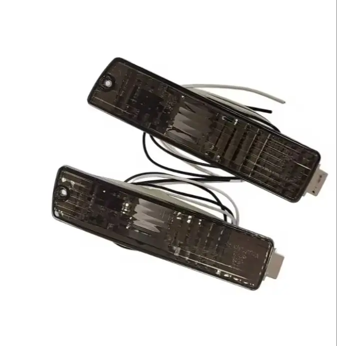 2PCS Black Crystal Smoke Front Turn Signal Light with Big Bumper for JETTA MK2 for GOLF MK2