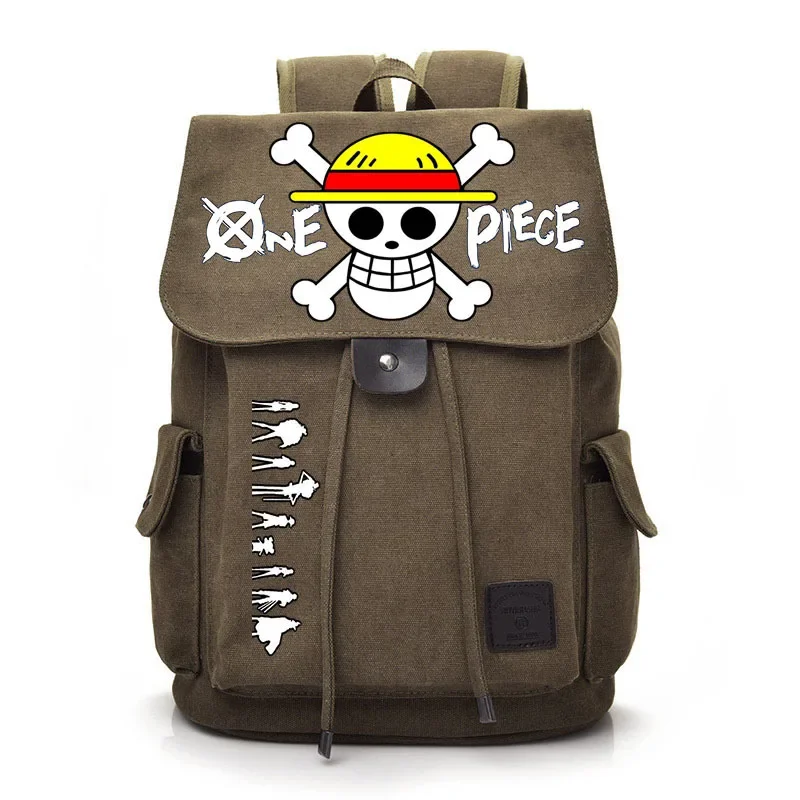 

One Piece Bag Retro Canvas Travelling Bag Student Bag Junior High School Student Campus Anime Figure Backpack Kids Gift