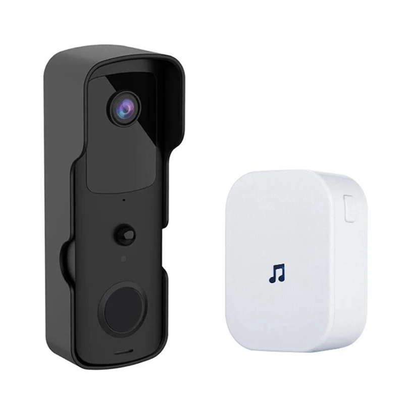 

Tuya Smart Video Doorbell Wifi Video Intercom Door Bell IP Camera Two-Way Audio Works With Tuya/Smartlife EU Plug, Black