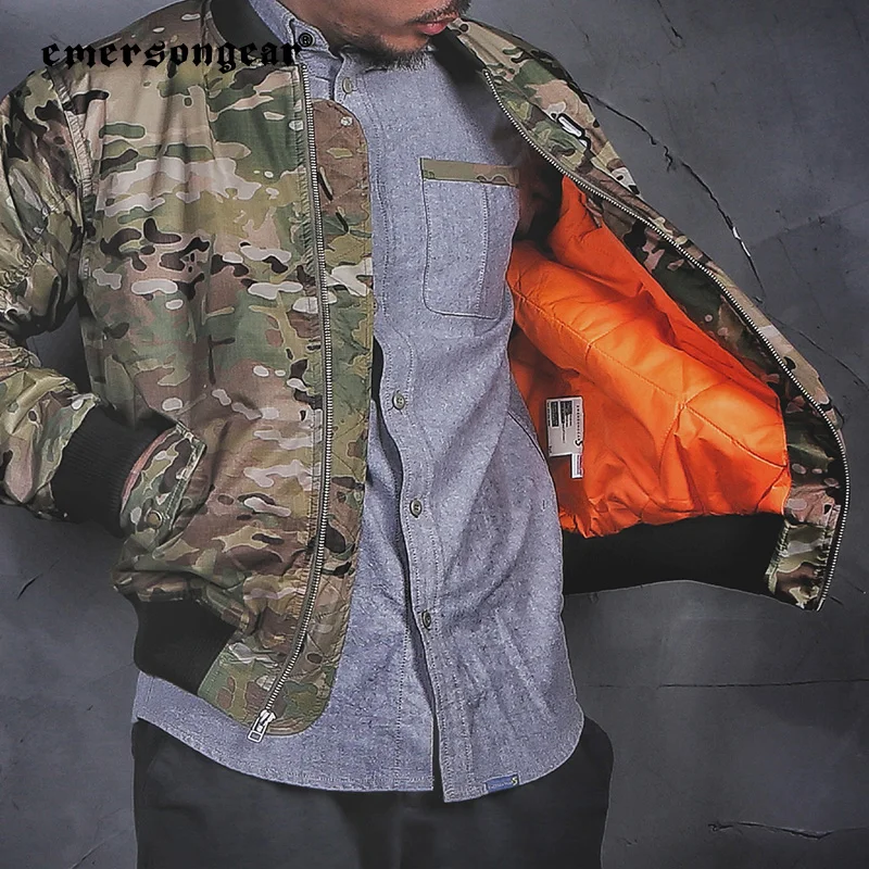 Imagem -03 - Emersongears Masculino Ma1 Estilo Thermolite Jaqueta Tático Quente Camoflage Softshell Cabolsa Ternos ao ar Livre Diário Caminhadas Ciclismo Sportwear