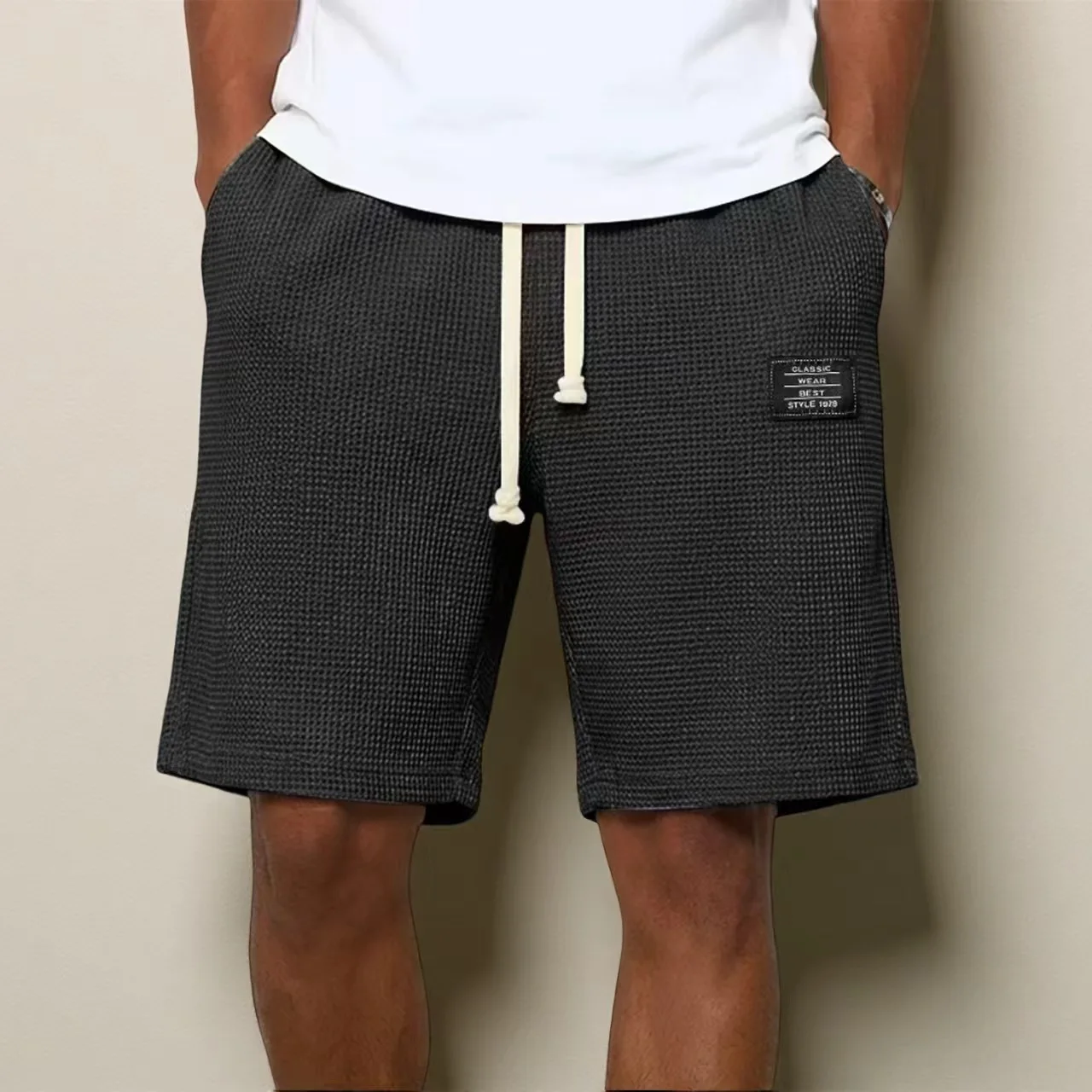 2025 Summer New Men Waffle Comfortable Leisure Sports Shorts Loose Outdoor Cycling Camping Hiking Mountaineering Shorts
