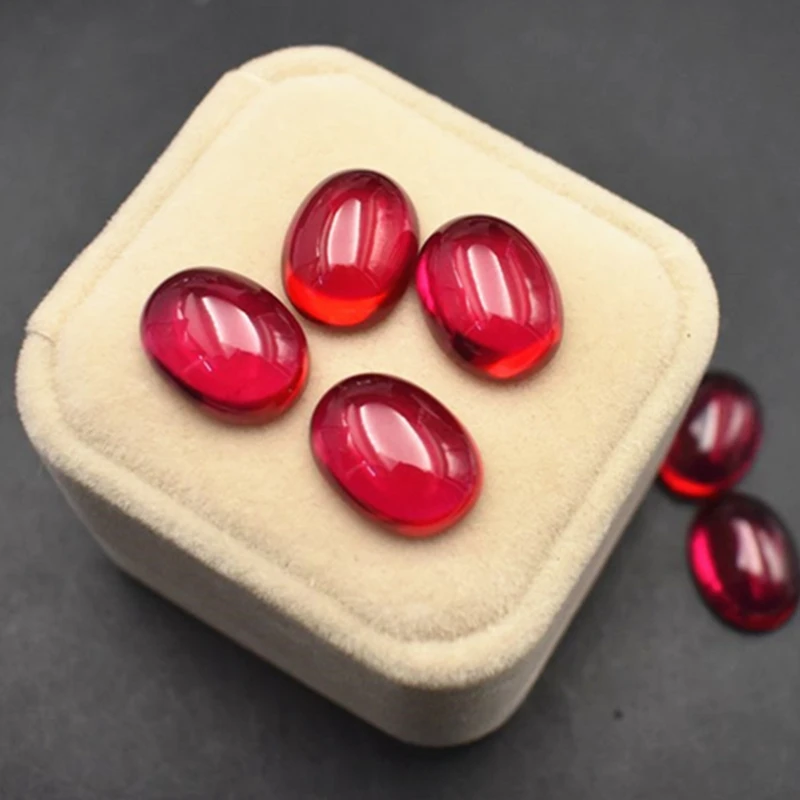 Natural Ruby Oval Cabochon Smooth Polished Surface Egg Shape Large Blood-red Ruby Cabochon Flat Back For Jewelry Making Gem