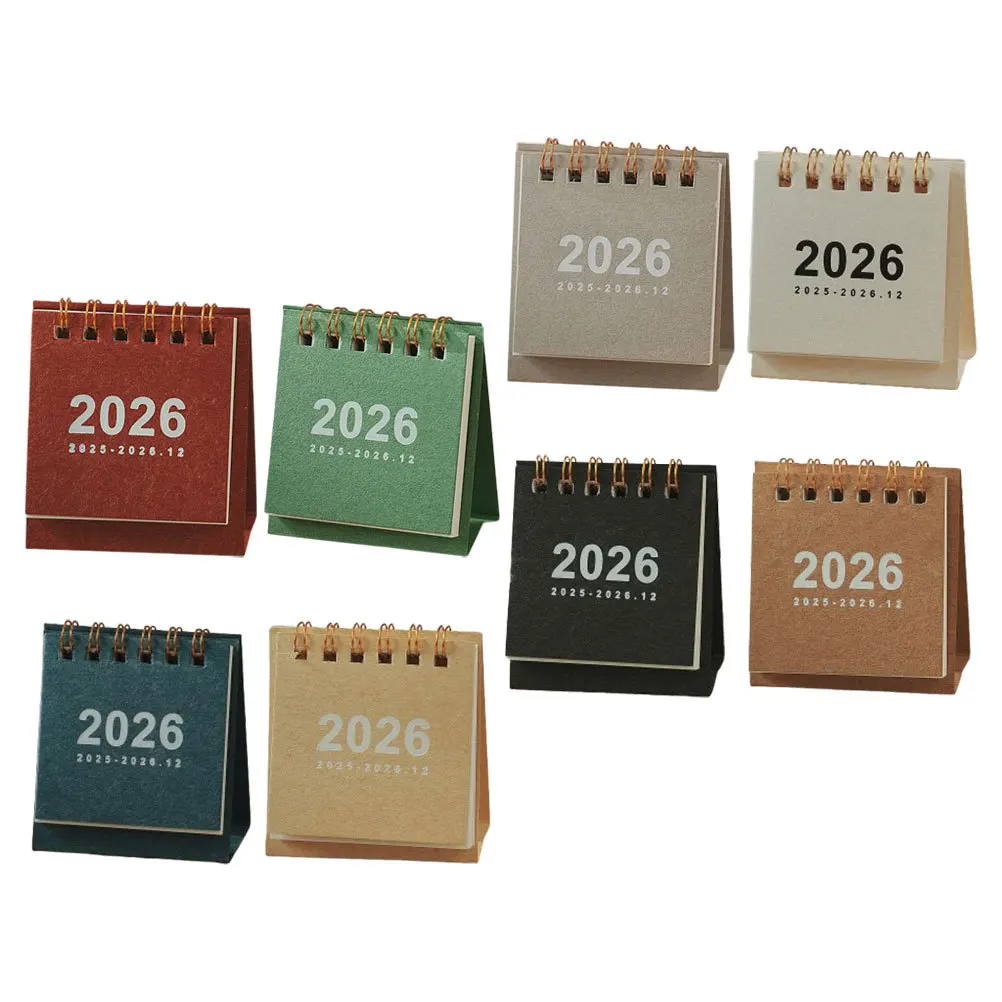 8Pcs 미니 데스크 캘린더 2026 소형 스탠딩 플립 월간 데스크 캘린더 일일 스케줄러 사무실 홈 학교 용품