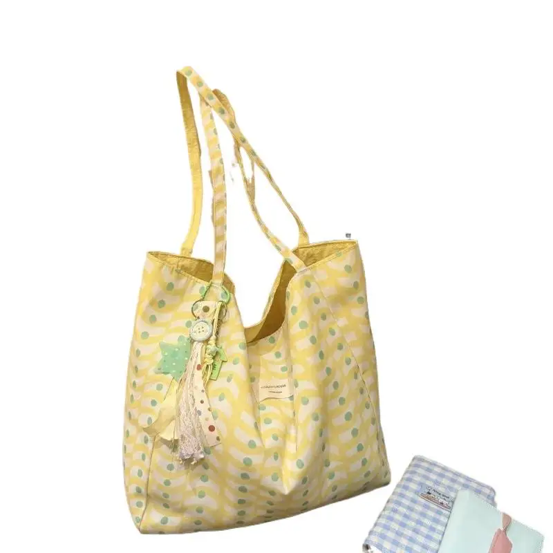 1 Stück Koreanischer Stil Wendbare Canvas-Tragetasche Große Kapazität Lässige Schultertaschen für Frauen Studenten Arbeit Geschenk Einkaufstaschen – Detail 6