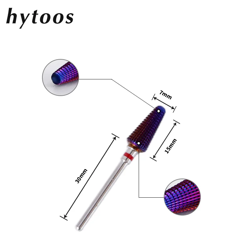 HYTOOS-보라색 토네이도 비트 3/32, 카바이드 네일 드릴 비트, 매니큐어용 밀링 커터, 젤 제거, 전기 파일 액세서리