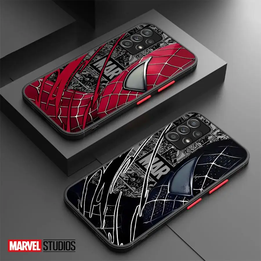 Marvel Spider Man Half Face Phone Case for Samsung Galaxy A11 A42 A71 A04s A04e A03s Core A02s A50 A30 A70 A10 A20 Matte Clear