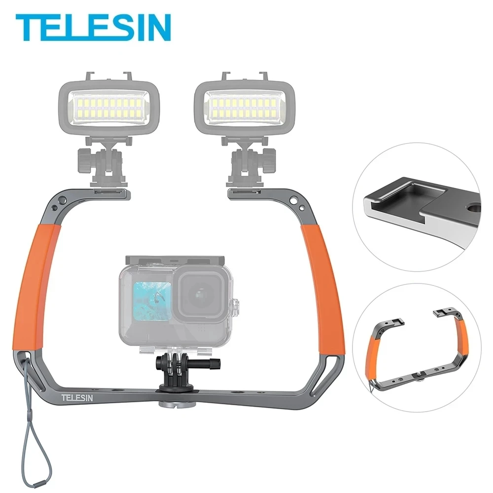 TELESIN Diving Rig Handheld Video Dive Light Stabilizer Tray For Gopro 13 12 11 10 9 DJI Action 5 4 3 Underwater Scuba Accessory