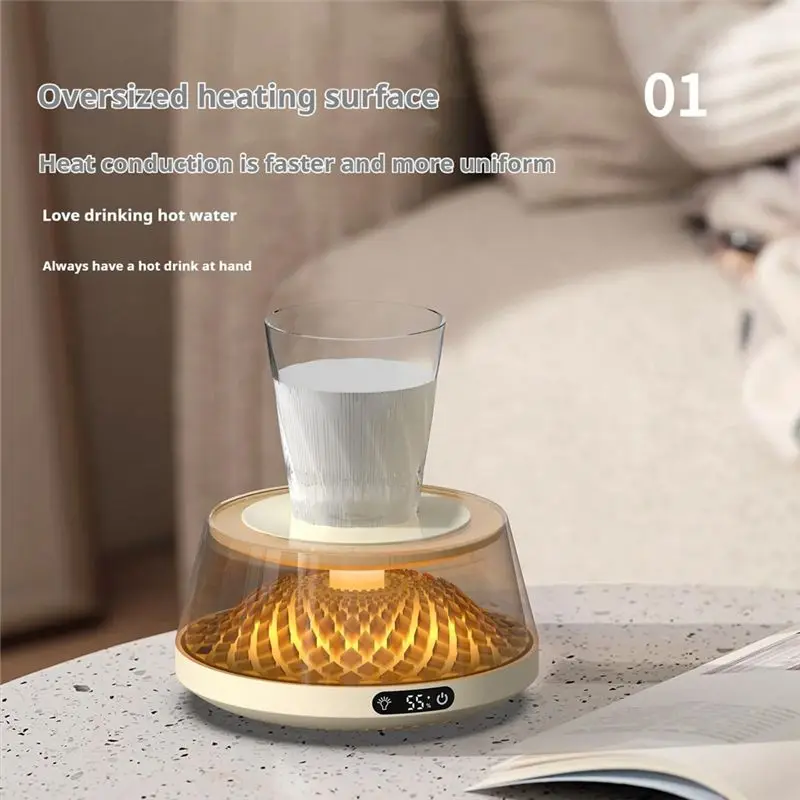 THIVN-Coffee Cup Heater, Desk Coffee Heater, Electric Heater With Ambient Light, Beverage Milk Tea Heating Tray