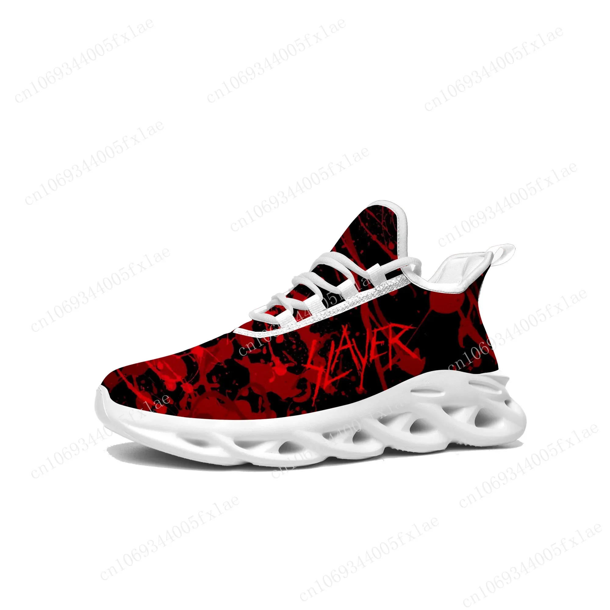 Slayer Metal Rock Band zapatillas planas para hombre y mujer, zapatos deportivos Pop para correr, zapatillas de deporte con cordones, calzado de malla hecho a medida