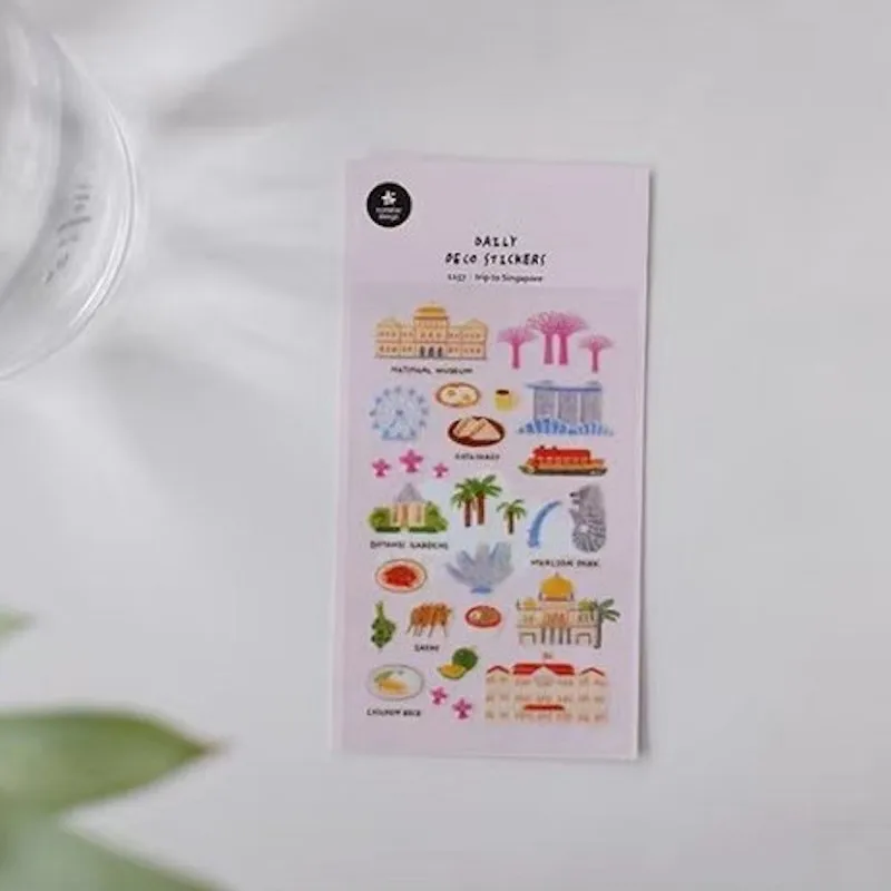 Suatelier Trip To Singapore Sticker Junk Journal Korea Scrapbooking Material Craft Supplies Photo Album Decoration Stickers