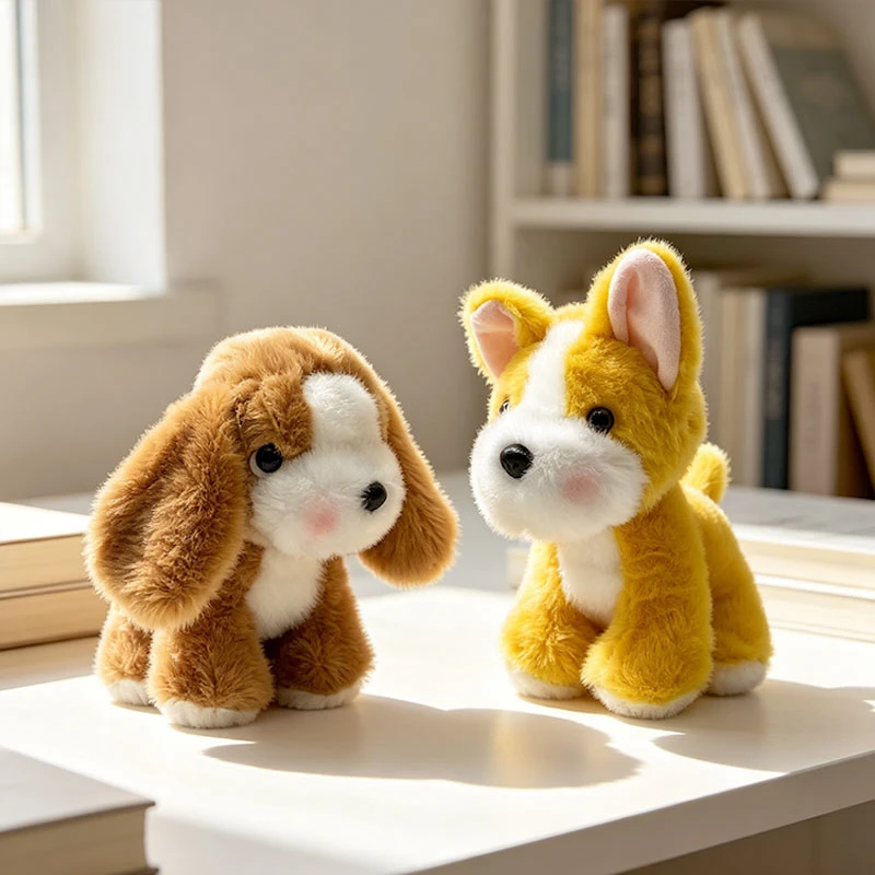 Neue Stehende Plüsch-Hundespielzeuge: Niedliche Flauschige Corgi, Schnauzer, Shiba Inu, Pudel, Bulldogge, Jagdhund-Puppen als Büro-Schreibtisch-Deko