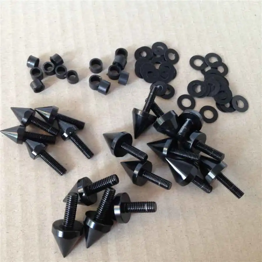مجموعة مسامير ربط للدراجات النارية مناسبة لـ Kawasaki Ninja ZX 10R 2004 ZX10R 2005 ملحقات ألومنيوم أسود/فضي