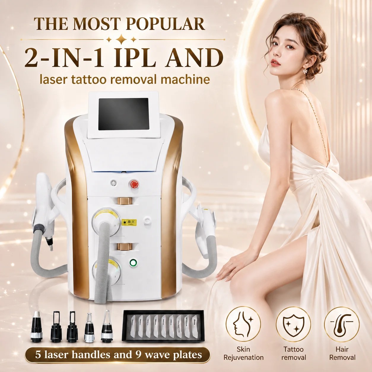 Professional M22 IPL 2 IN 1 Beauty Machine OPT E-Light Hair Removal Skin Rejuvenation Q-Switch Nd:YAG Tattoo Removal